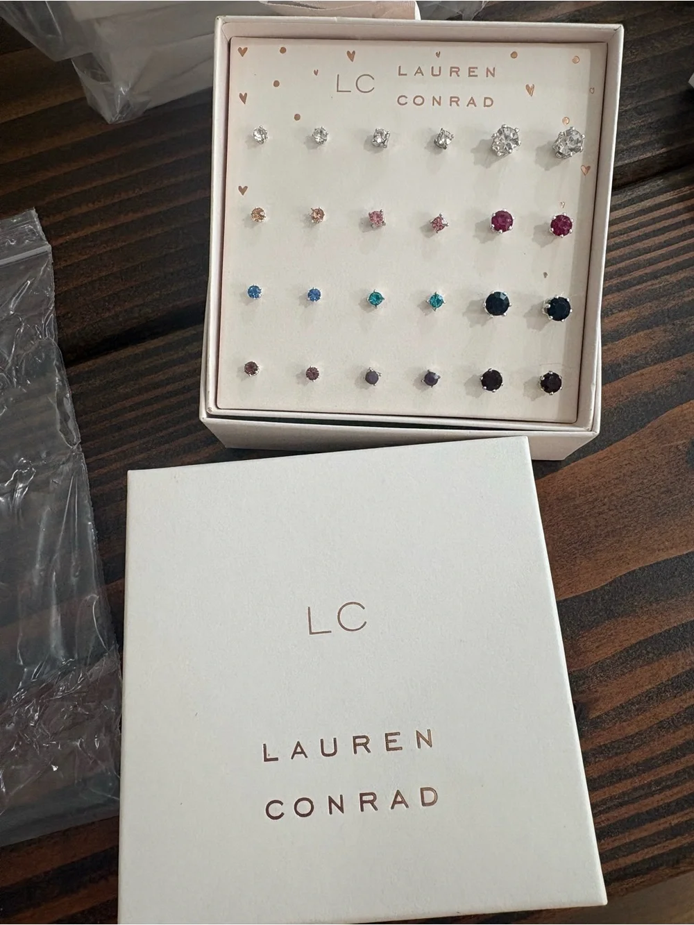 Multi-Color Cubic Zirconia Stud Earring Set in Gift Box by LC Lauren Conrad